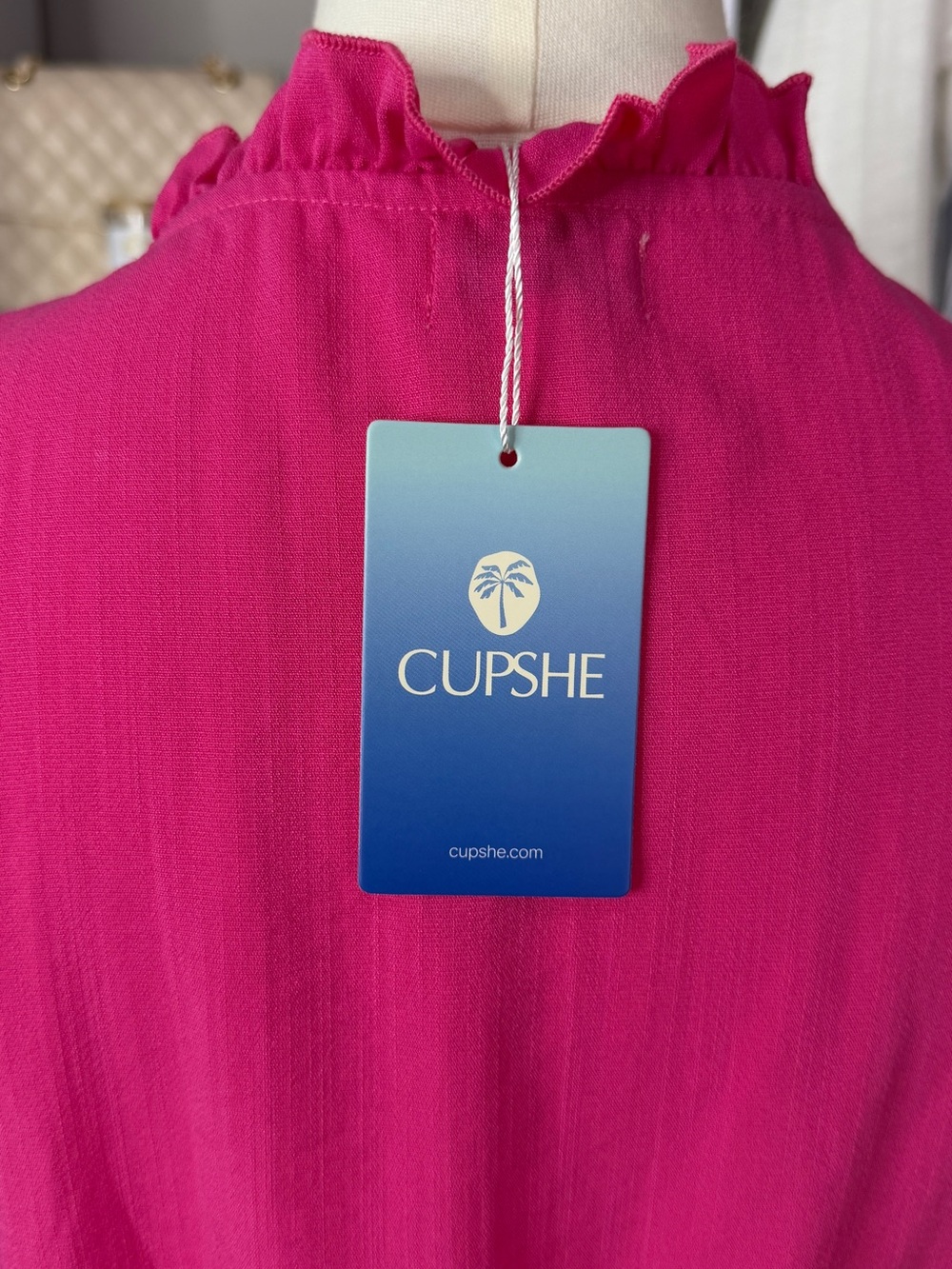 Cupshe Fuchsia Tie-Front Tiered Mini Dress - Picture 8 of 10